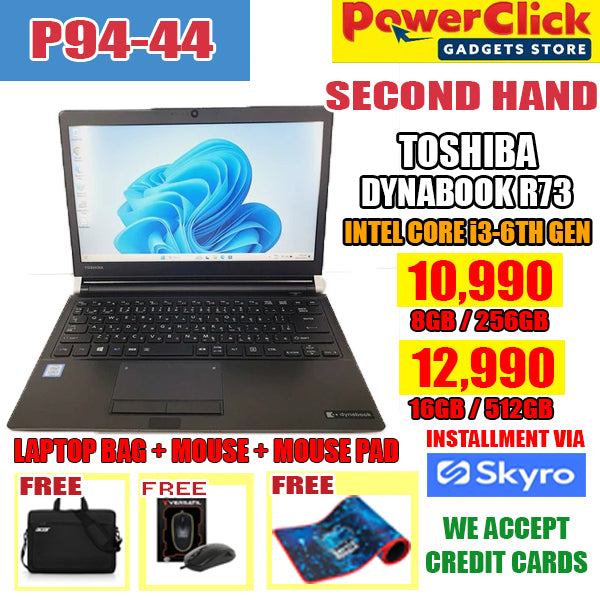 TOSHIBA DYNABOOK R73 CORE i3 - 6TH - 8GB / 256GB / 13.3