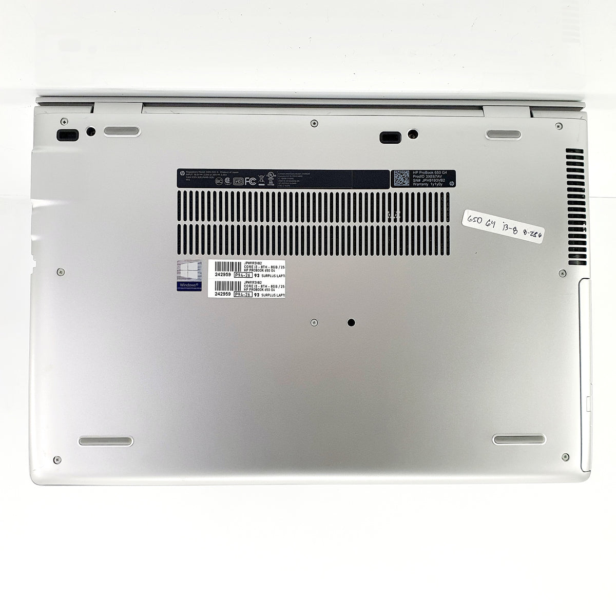 HP PROBOOK 650 G4 CORE i3-8TH-8GB / 256GB / SODIMM(2) / SSD(2) /15.6 (