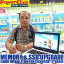 PC DIAGNOSIS - MEMORY & SSD UPGRADE, CADDY INSTALLATION FOR SECONDARY STORAGE