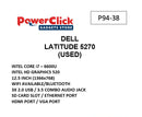 DELL LATITUDE 5270 CORE i7 - 6TH - 8GB / 256GB / 12.5" - (P94-38) - USED LAPTOPS