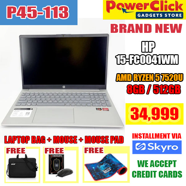 HP 15-FC0041WM  AMD RYZEN 5 7520U (8GB/512GB, 15.6'') (P45-113)